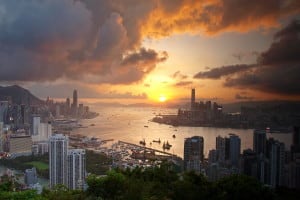 Sunset at Victoria Harbor seen from Braemar Hill 寶馬山觀維維日落