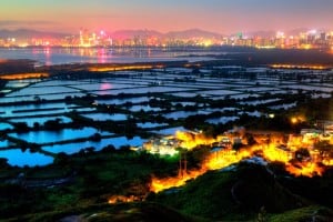 Fishponds at Yuen Long seen from Ah Kai Shan